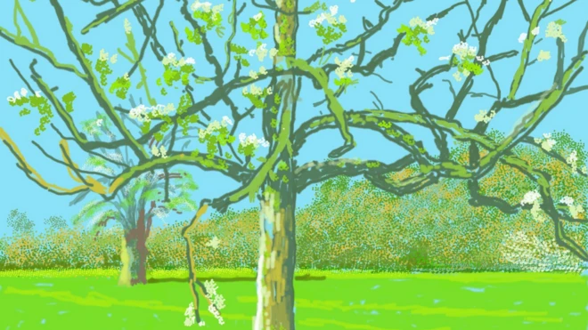 Una de las pinturas de David Hockney en Normandía