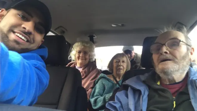 Members pick up the elderly from care homes and their houses to take them for Christmas dinner