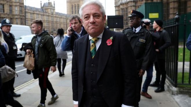 John Bercow outside the Houses of Parliament