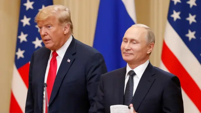 Дональд Трамп і Володимир Путін на зустрічі у Гельсінкі, 2018 рік