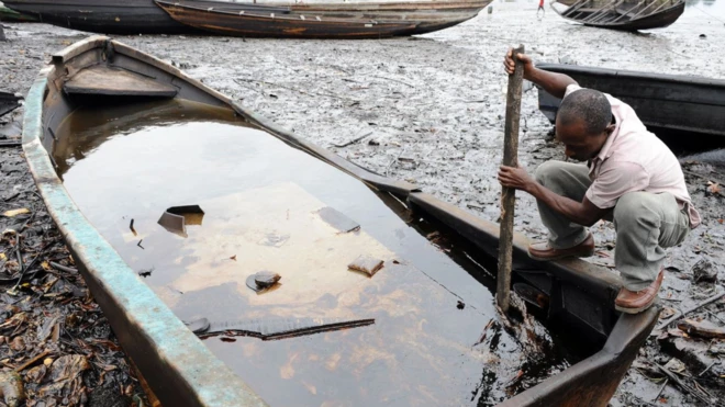 Water and swampy area wey don pollute for Ogoni