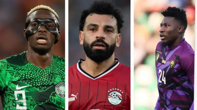 Victor Osimhen, Mo Salah and Andre Onana