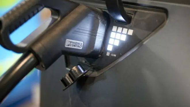 The plug of an EV charging cable