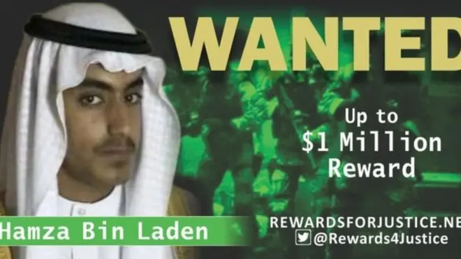 رصدت الولايات المتحدة مكافأة مالية قدرها مليون دولار لمن يدلي بمعلومات عن حمزة بن لادن. فبراير/شباط 2019
