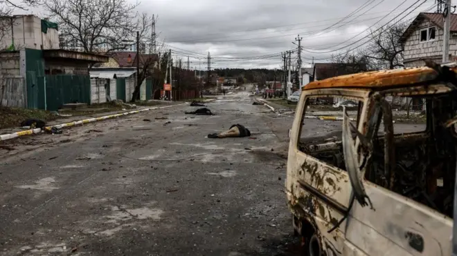 Journalists witnessed bodies lying on the street