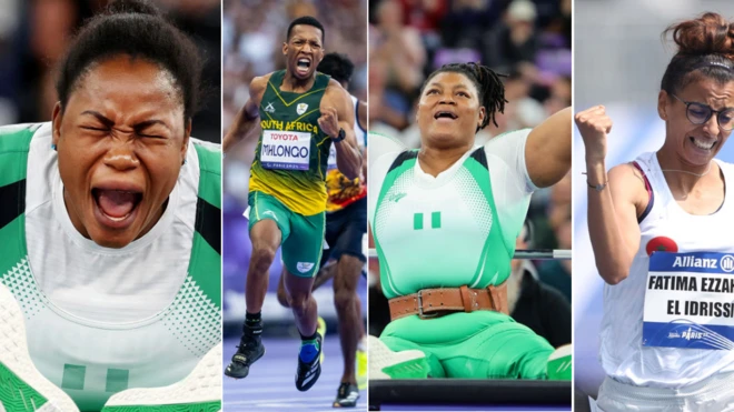 Fotos of para-athletes wey dey show dia emotions win dm win
