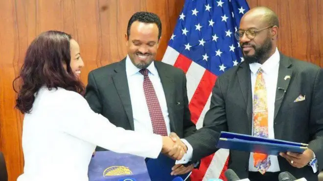 የጤና ሚኒስትር ዶ/ር መቅደስ፣ የገንዘብ ሚኒስትር አሕመድ እና አምባሳደር ማሲንጋ 