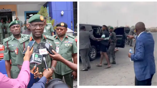 Aworan awon soja ati Babajide Sanwo-Olu