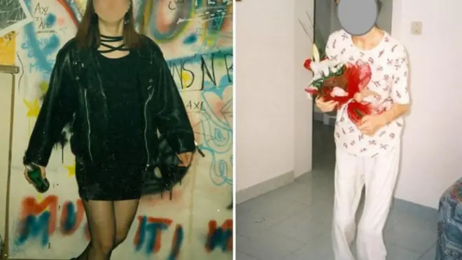 Estas son dos fotos de de la víctima de la secta de denunció lo que se hacía dentro de la organización liderada por Pianesi. (Crédito foto: Policía de Ancona).