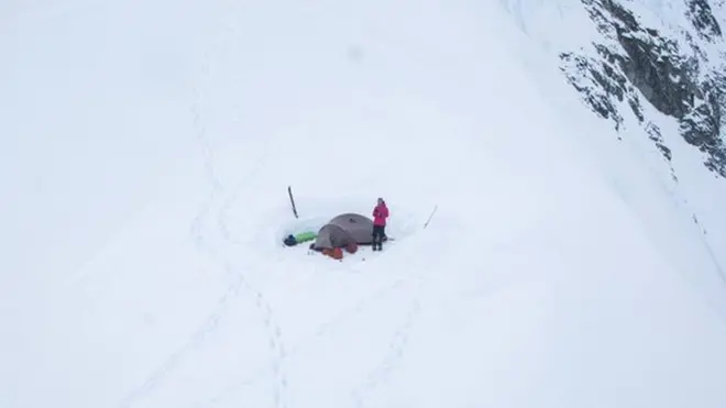 El campamento de Natalia Martínez fue visto el pasado 27 de abril, cuando estaba en el ascenso a la cima del Monte Logan.