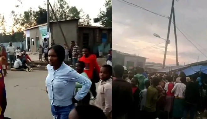 በቪዲዮው ላይ ታዳጊዎች እና ጎረምሶች ከባጃጅ ስትወርድ ተከታትለው ሲጎትቷት እና ሱሪዋን ለመቅደድ ሲሞክሩ የምትታየው ታዳጊ ሴት እና የከበቧት ሰዎች