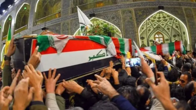 ሬሳ ጀነራል ቃስም ሶሌማኒ ተሰኪሞም ኣብ ከተማታት ዒራቕ ዝዞሩ ሓዘንተኛታት