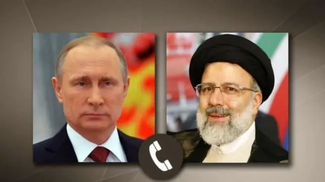 دولت روسیه با انتشار این تصویر در توییتر از تماس تلفنی ابراهیم رئیسی و ولادیمیر پوتین خبر داد