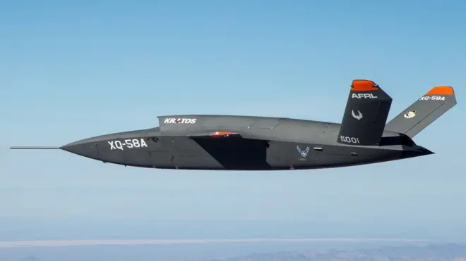 The XQ-58A Valkyrie is one example of a combat drone aircraft; it is not known which planes will be used in the test