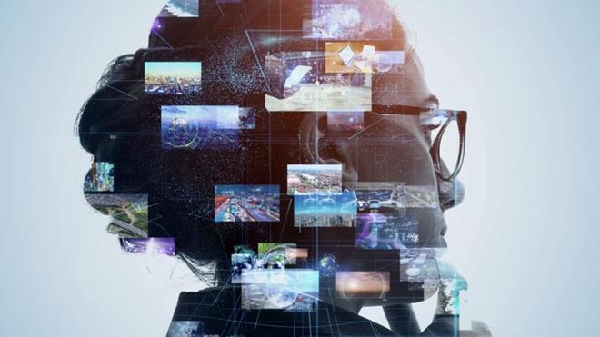 Ilustraçãobanca de aposta betanocabeça com várias imagens como se fossem memórias