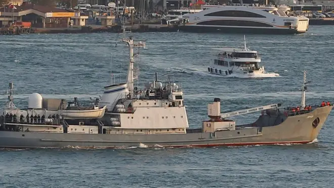 The Liman was photographed passing through the Bosphorus in October