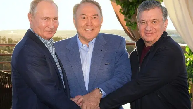 Путин, Мирзиёев, Назарбоев