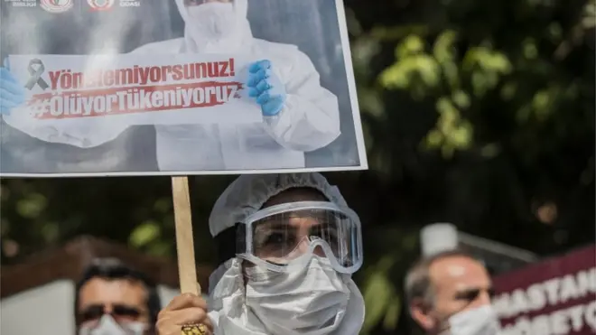 TTB'nin 'Yönetemiyorsunuz, Tükeniyoruz' eyleminden bir fotoğraf (15 Eylül 2020)