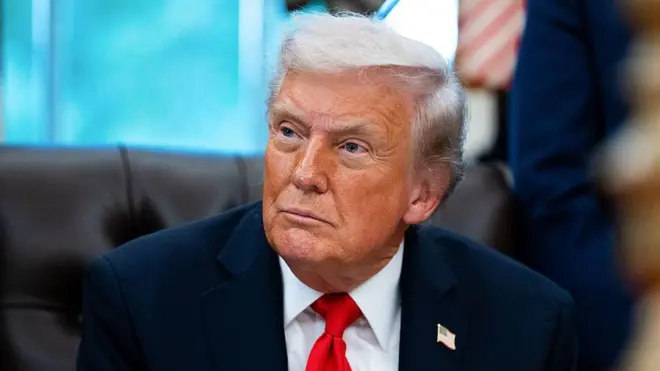 ABD Başkanı Donald Trump Beyaz Saray'da basın toplantısında.