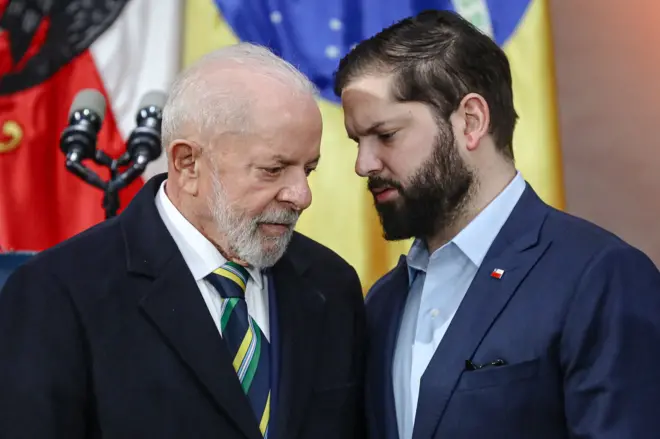 Lula y Boric en el palacio de La Moneda