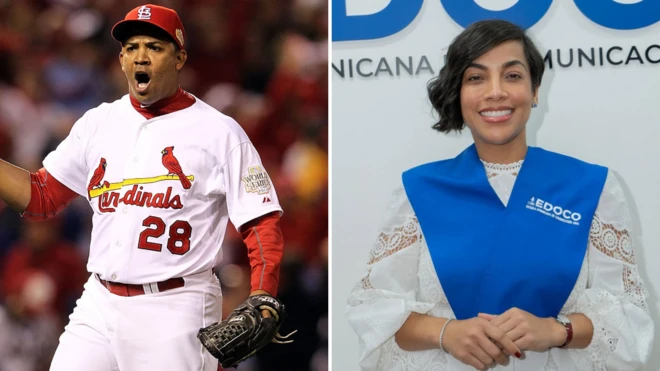 El pelotero Octavio Dotel y la gobernadora Nelsy Cruz