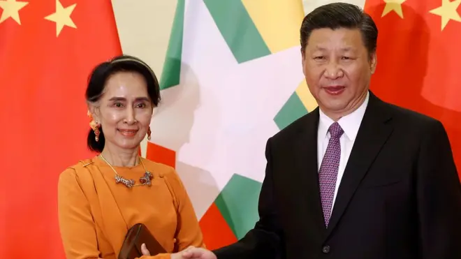 5月16日，中國領導人習近平會見了出席"一帶一路"論壇的昂山素季。