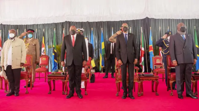 Ba Perezida Museveni, Kenyatta, Kagame na Tshisekedi muri Mata 2022 i Nairobi