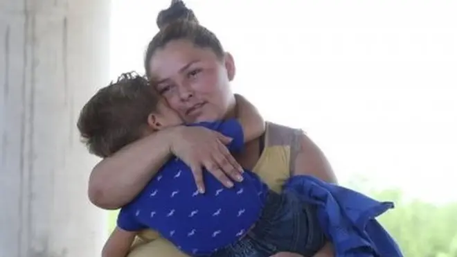 Immigrants who turned themselves in to border patrol agents after illegally crossing the border from Mexico into the US.