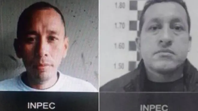 Lembaga penjara Kolombia, INPEC, menyebar foto dua tahanannya berhasil lari setelah membuat seorang penjaga mabuk.