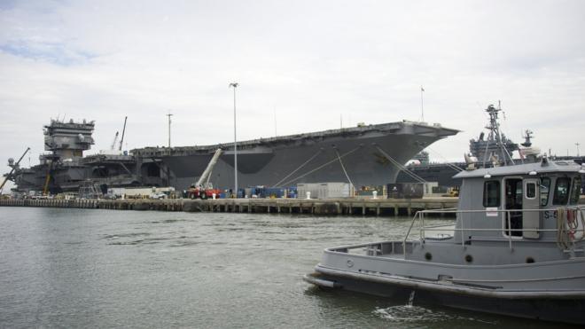 USS Enterprise at pier in Norfolk, Virginia