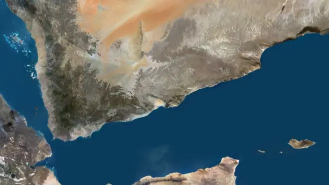 صورة فضائية للساحل الجنوبي لليمن التقطت في مايو/أيار 2023.