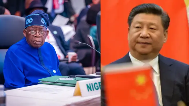 Aarẹ Bola Tinubu wọ aṣọ buba olomi aro, nigba ti Aarẹ Xi Jinping China wọ kootu alawọ dudu.