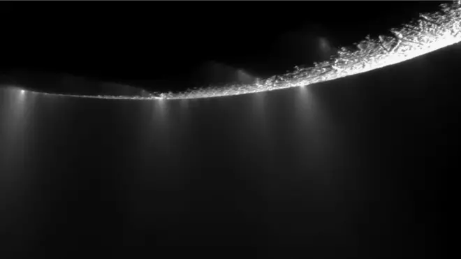 Easy to sample: Jets of water spew from the south pole of Enceladus.