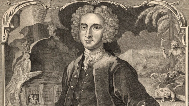 James, quien aparece en este grabado de George Bickham the Younger de 1744, llegó por fin a Irlanda reconocido como lo que siempre había sido... aunque no por todos.