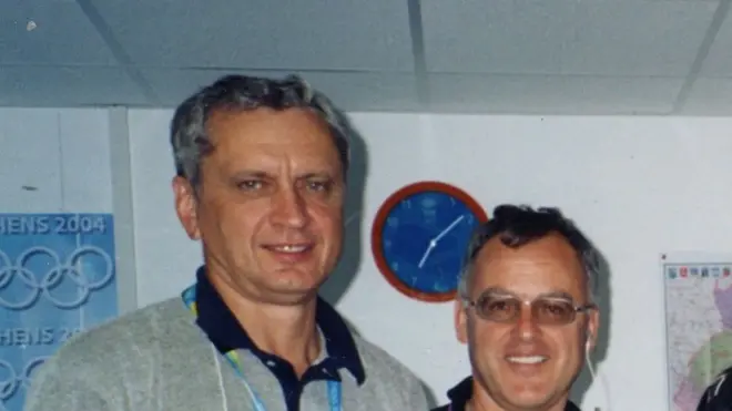 Сергій Дерепа під час роботи на Олімпійських іграх 2004 року