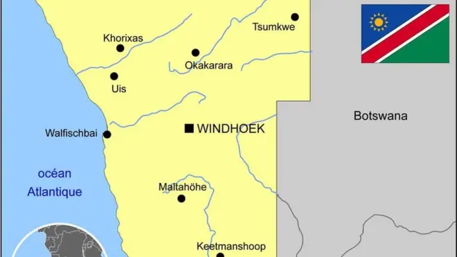 Carte de la Namibie.