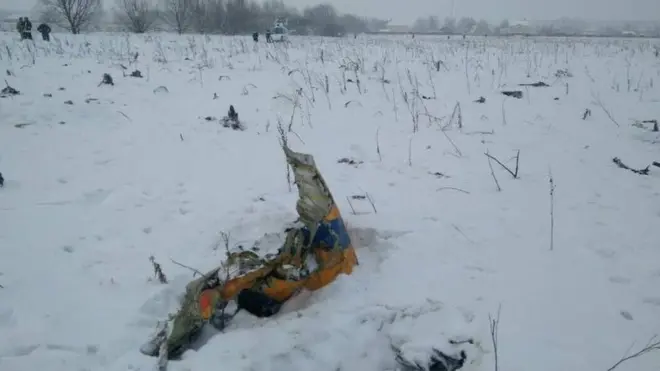Wreckage was found in a snowy field south-east of Moscow