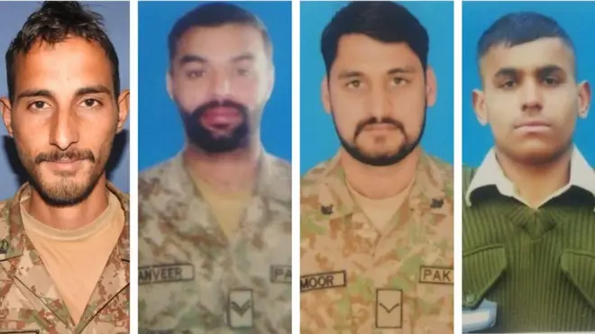 جنرل آصف غفور نے اپنی ٹویٹ میں ہلاک ہونے والے پاکستانی فوجیوں کے نام بھی بتائے ہیں