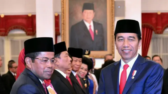 Presiden Jokowi melantik Idrus Marham di Istana Negara, Rabu (17/01).