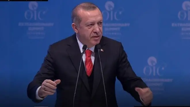الرئيس التركي يجدد اتهاماته لإسرائيل خلال جلسة عاجلة للمؤتمر الإسلامي لبحث اعتراف أمريكا بالقدس عاصمة لإسرائيل