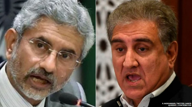 भारत के विदेश मंत्री एस जयशंकर और पाकिस्तान के विदेश मंत्री शाह महमूद क़ुरैशी