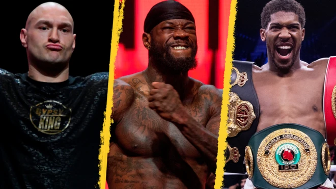 Tyson Fury (left), Deontay Wilder (centre) and Anthony Joshua (right)