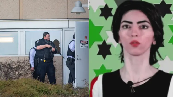 Crime scene and image of Nasim Aghdam
