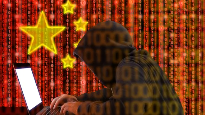 設計圖片：黑客與中國國旗