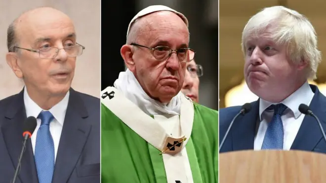 José Serra, papa Francisco e Boris Johnson