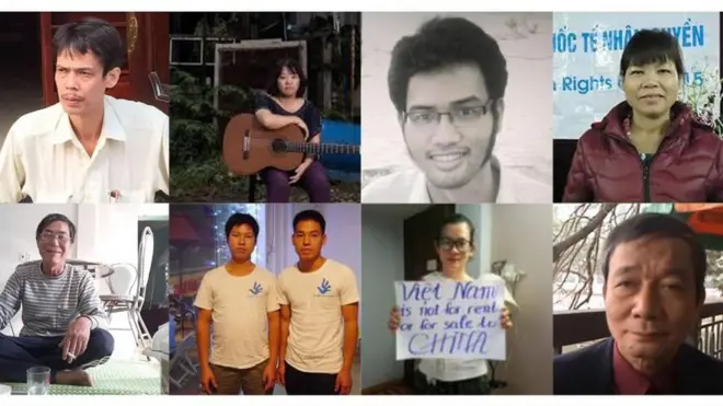 Vietnamese Political Detainees: Pham Doan Trang; Can Thi Theu and her sons Trinh Ba Phuong and Trinh Ba Tu; Dinh Thi Thu Thuy; Pham Chi Dung; Nguyen Tuong Thuy; Le Huu Minh Tuan; Tran Duc Thach