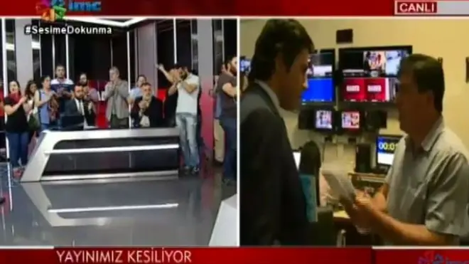 İMC TV polis baskını canlı olarak yayınladı.