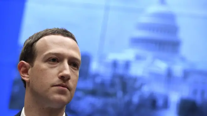 Facebook's Mark Zuckerberg at a US House Committee on Energy and Commerce in Washington, DC, 11 April 2018