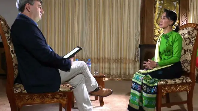 ဧပြီလ ၅ ရက်နေ့က နေပြည်တော်မှာ ဒေါ်အောင်ဆန်းစုကြည်ကို ဘီဘီစီက မေးမြန်းထားပါတယ်။