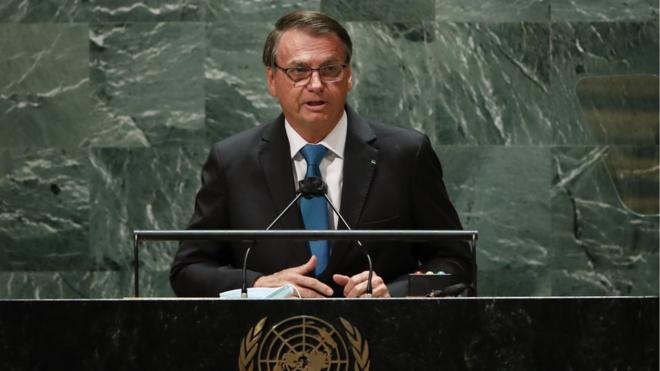 Bolsonaro durante discurso na ONU